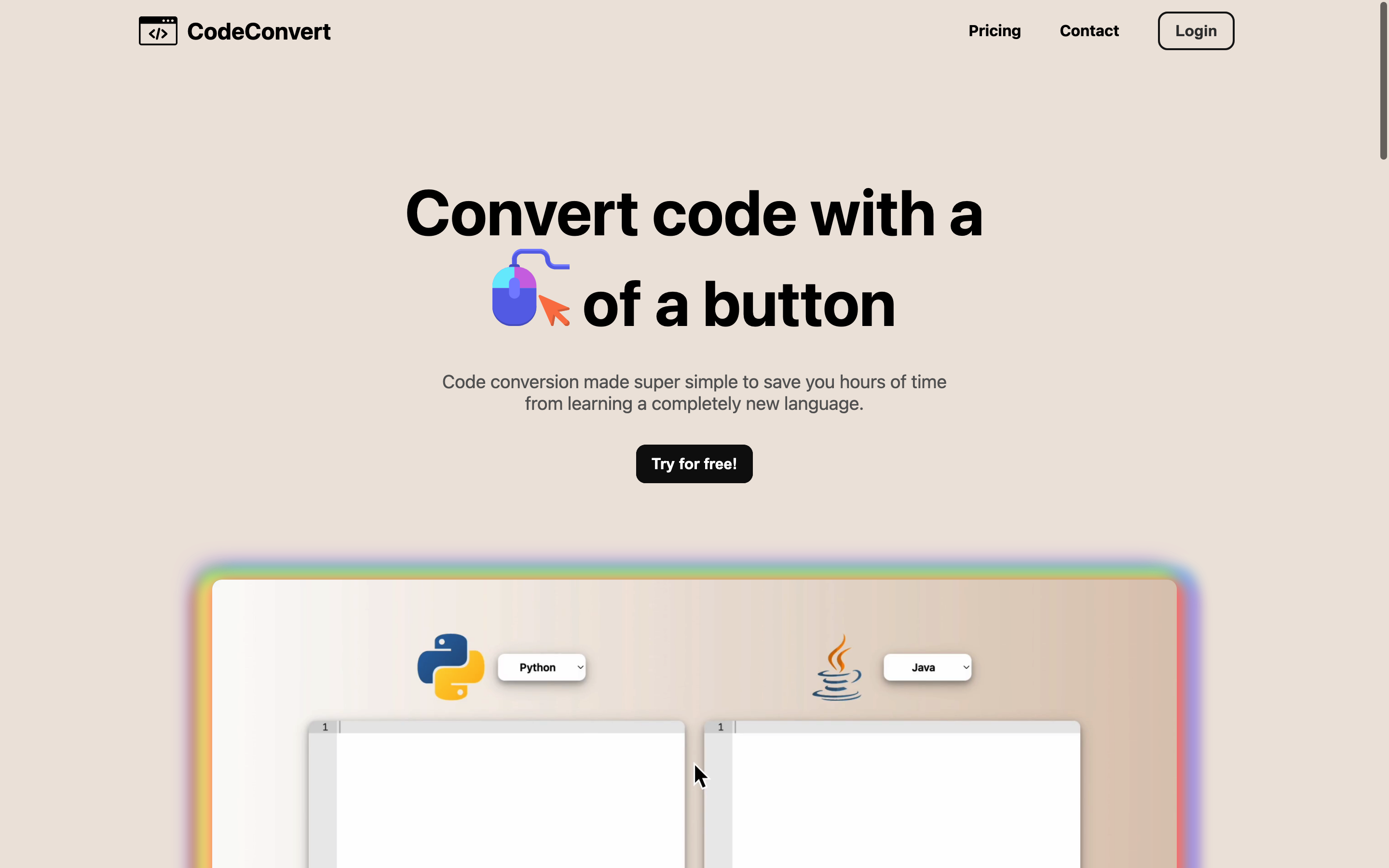 Screenshot of CodeConvert AI