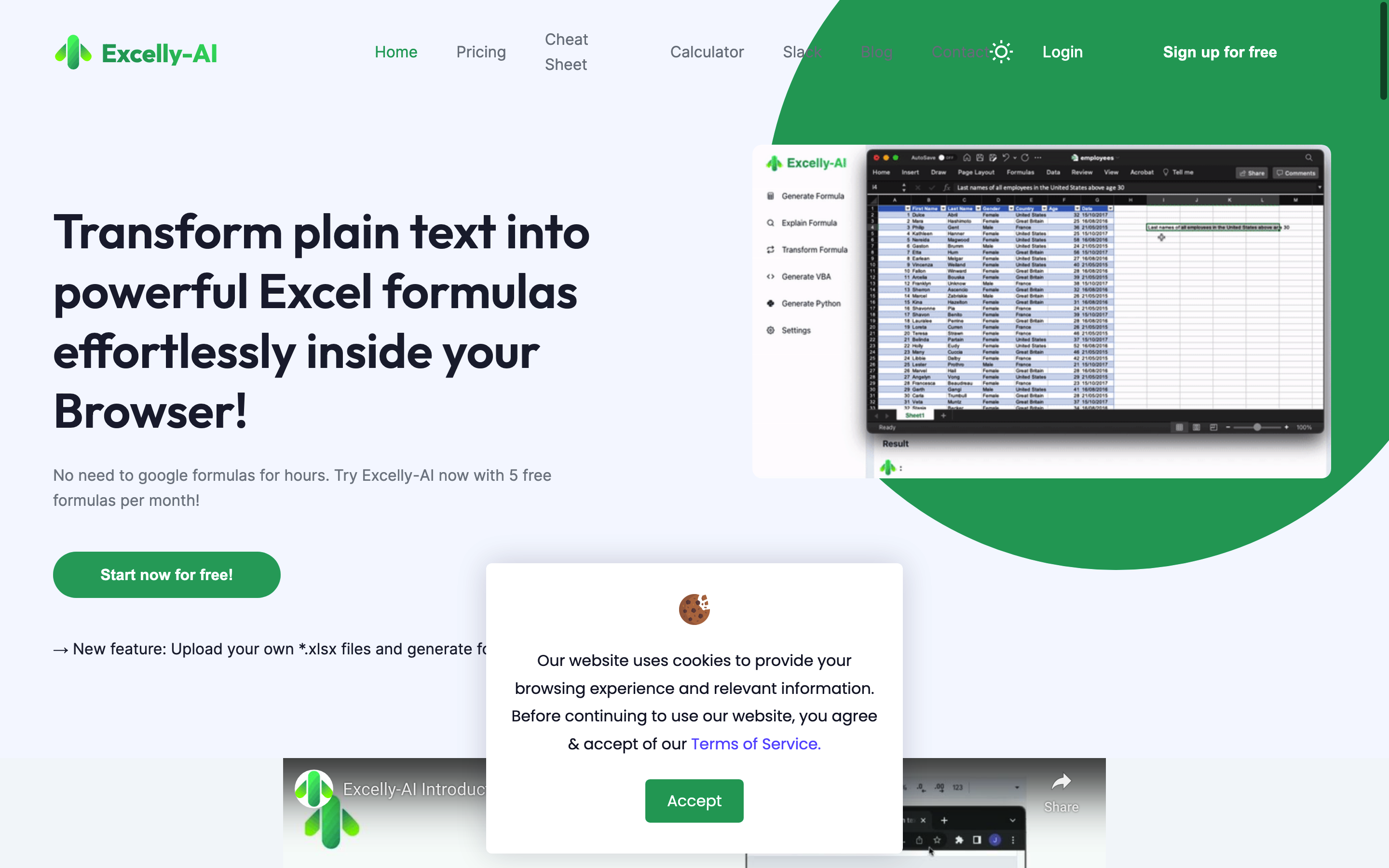 Screenshot of Excelly-AI