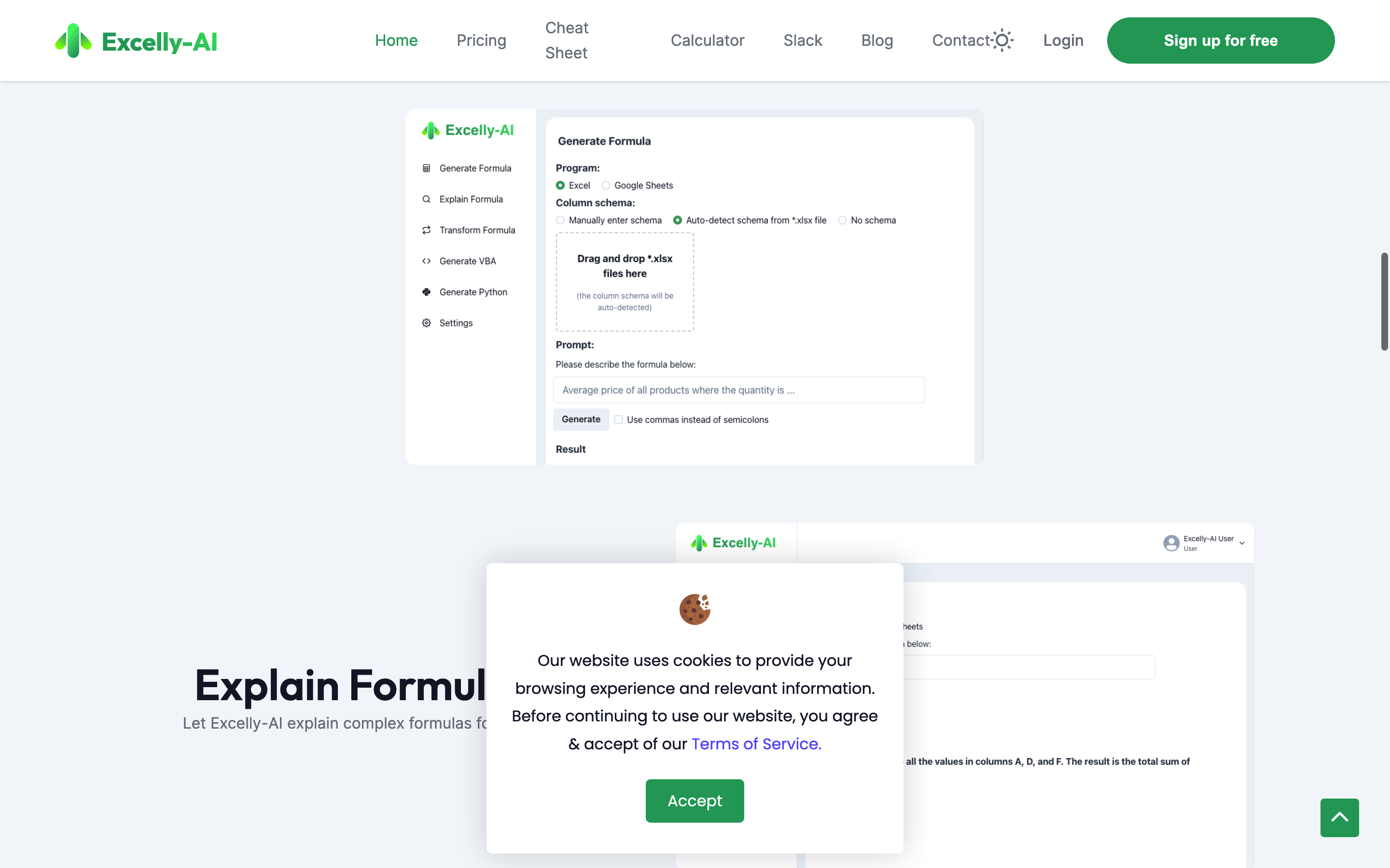 Screenshot of Excelly-AI