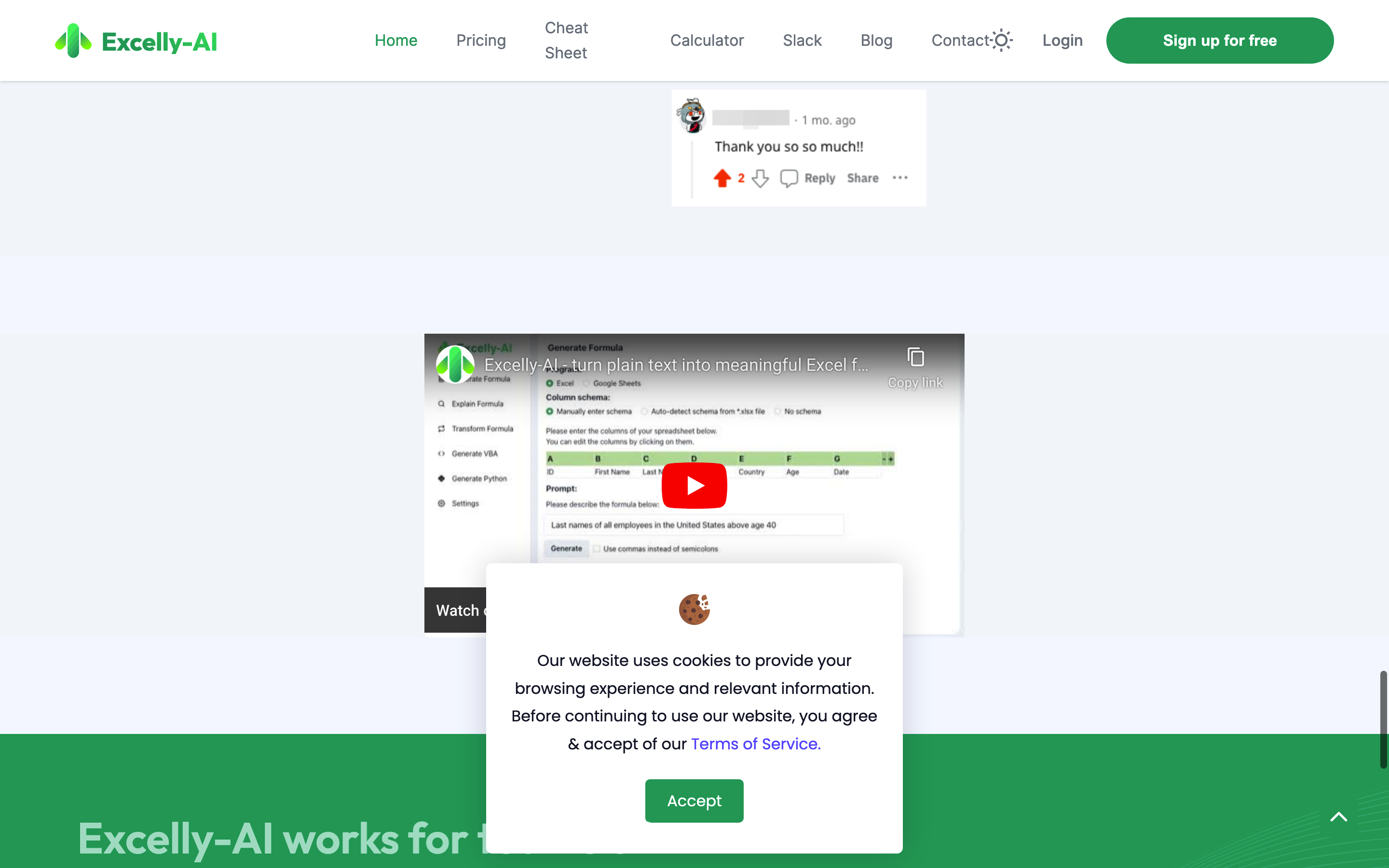 Screenshot of Excelly-AI