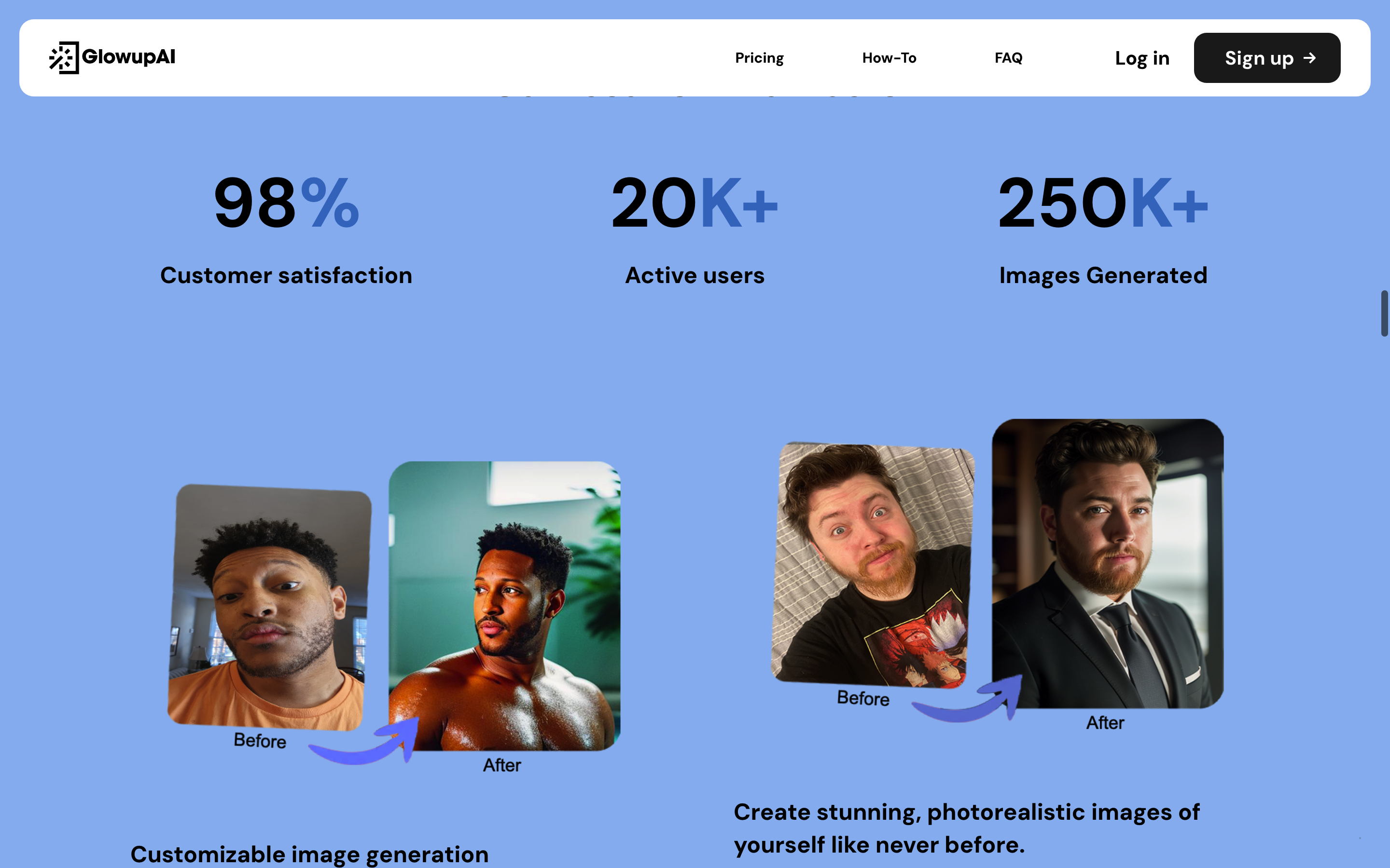 Screenshot of Glowup AI