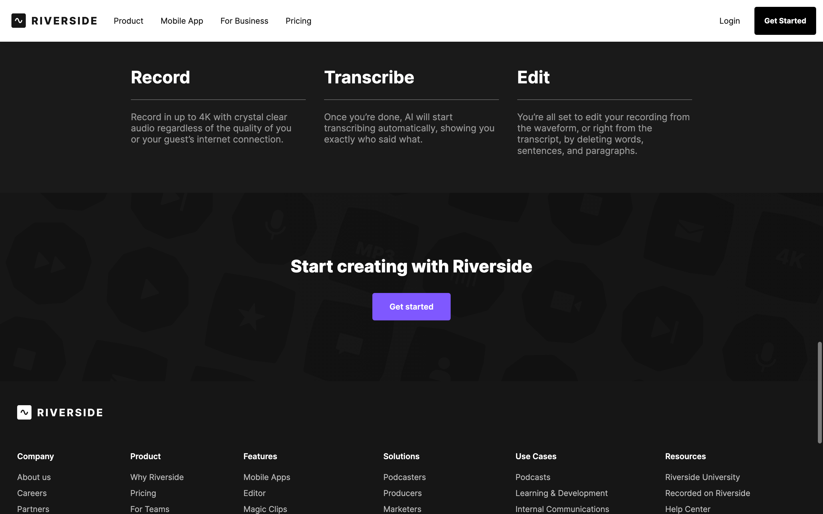 Screenshot of AI Transcriptions by Riverside
