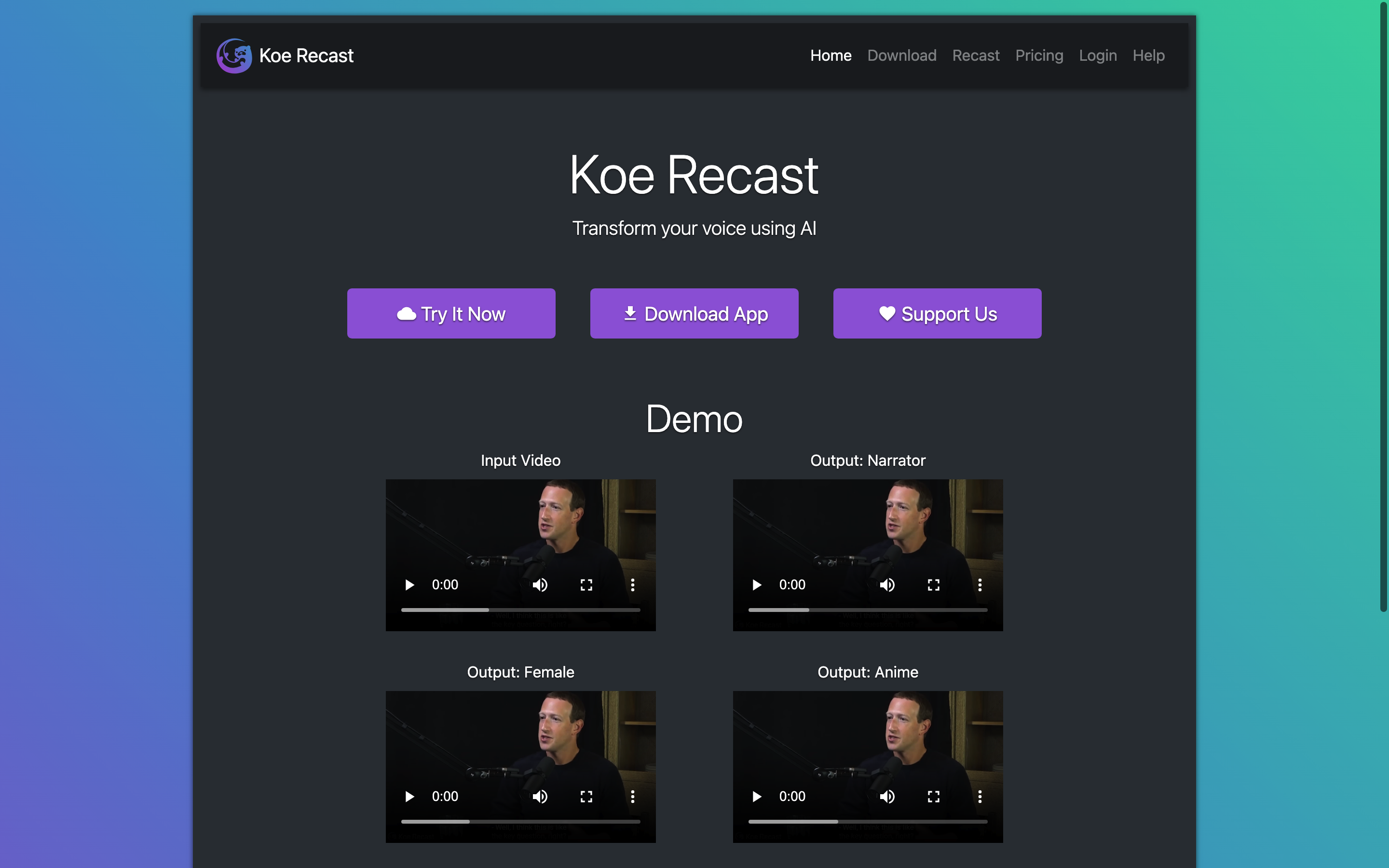 Screenshot of Koe Recast