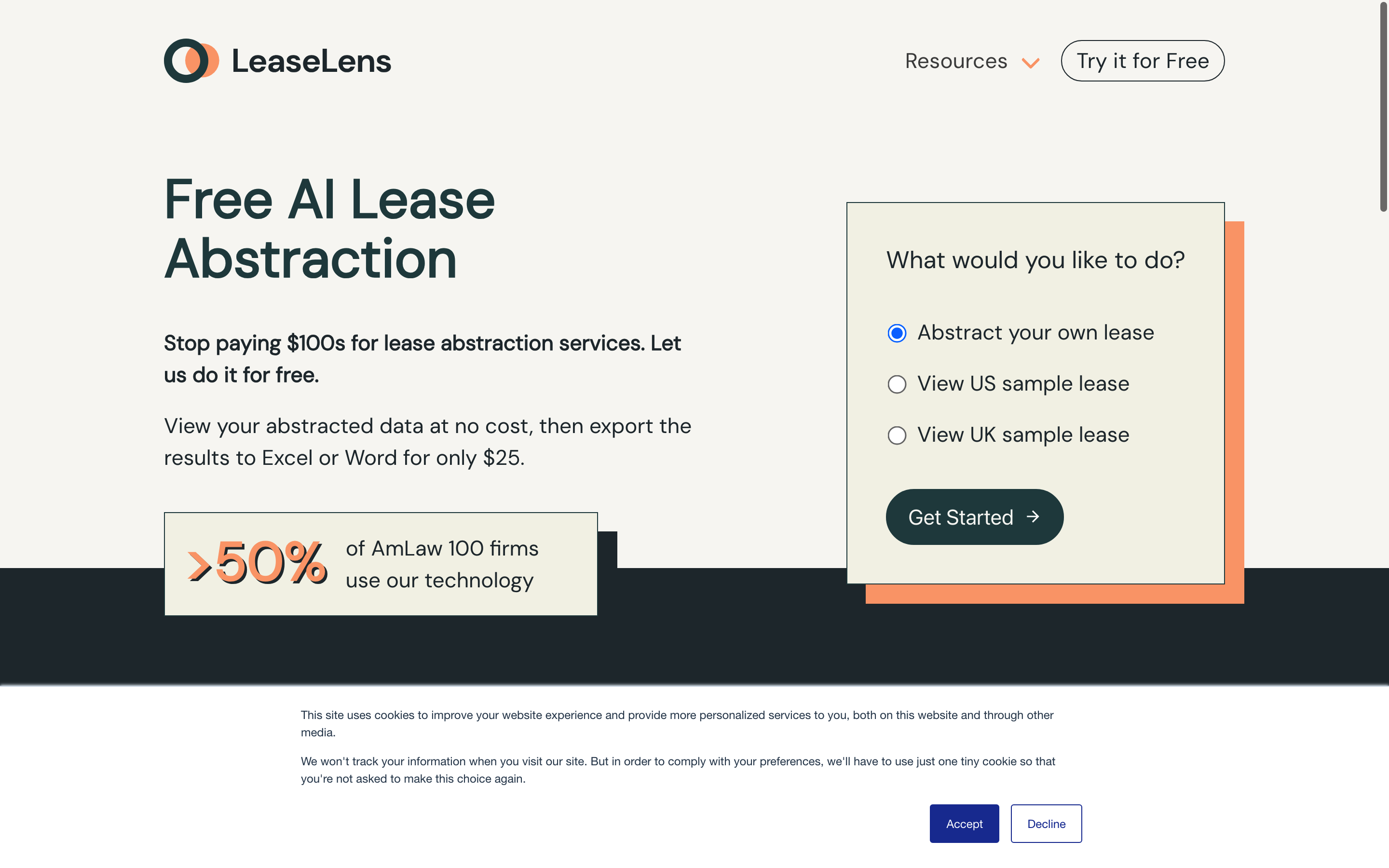 Screenshot of LeaseLens