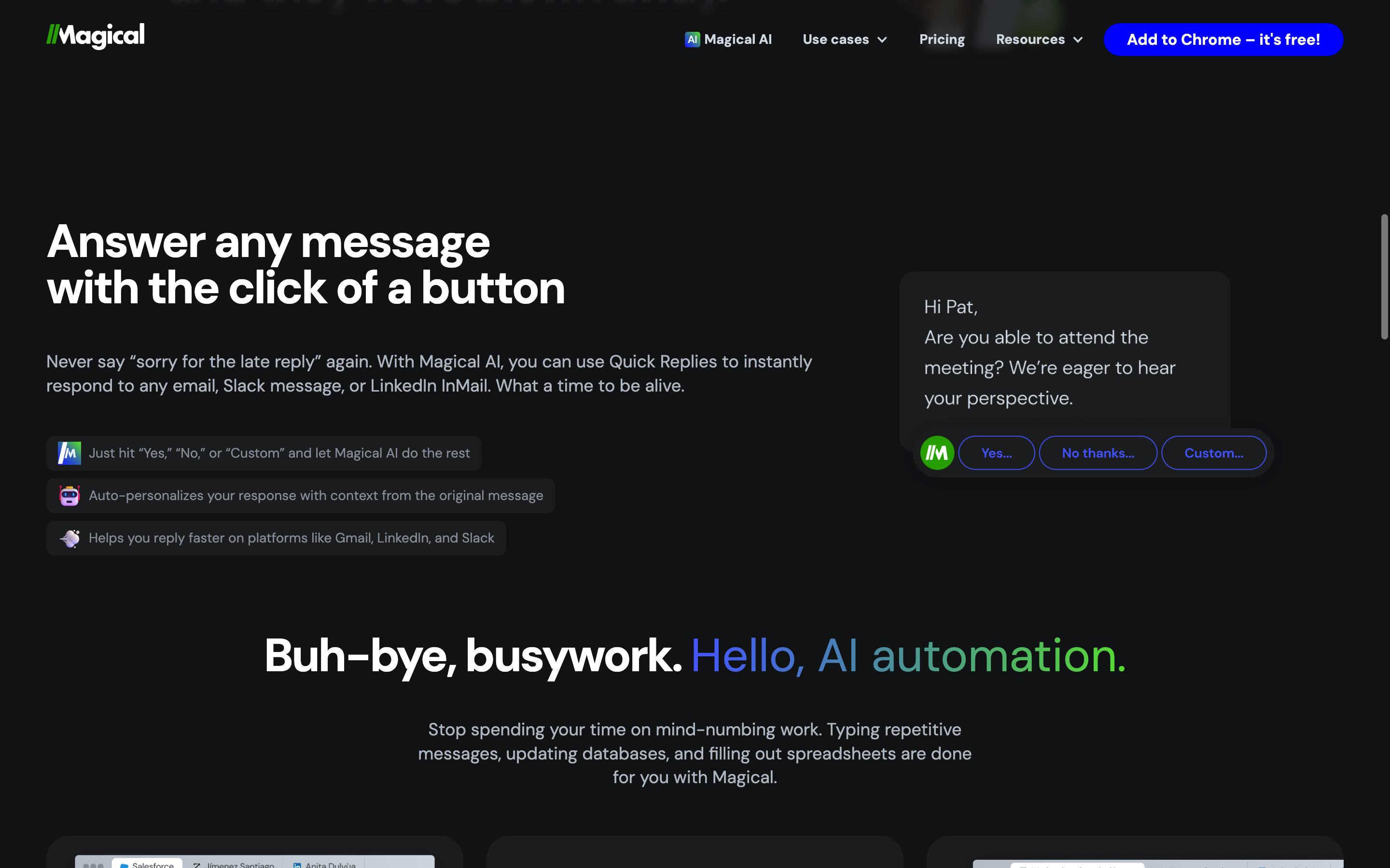 Screenshot of Magical AI