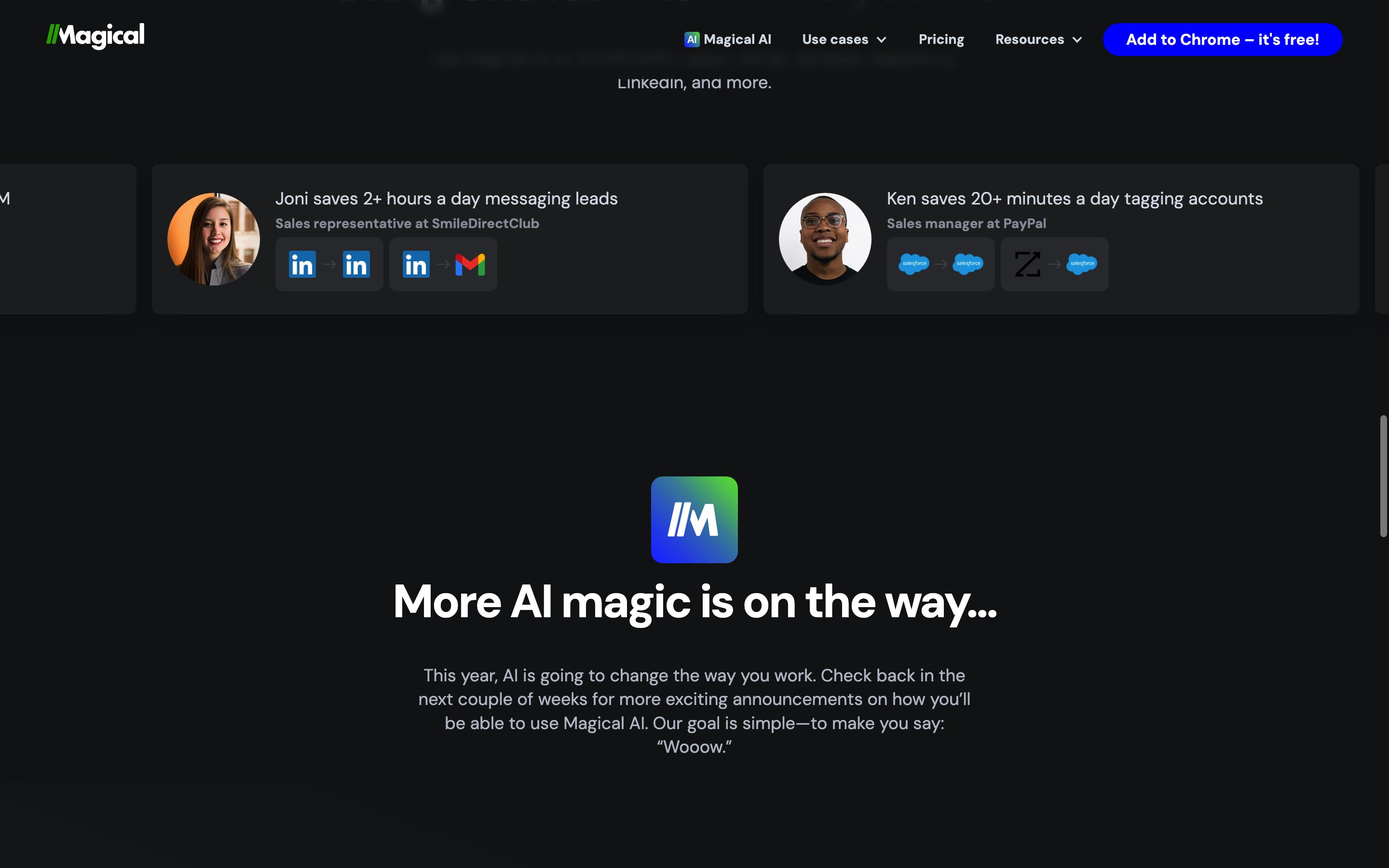 Screenshot of Magical AI