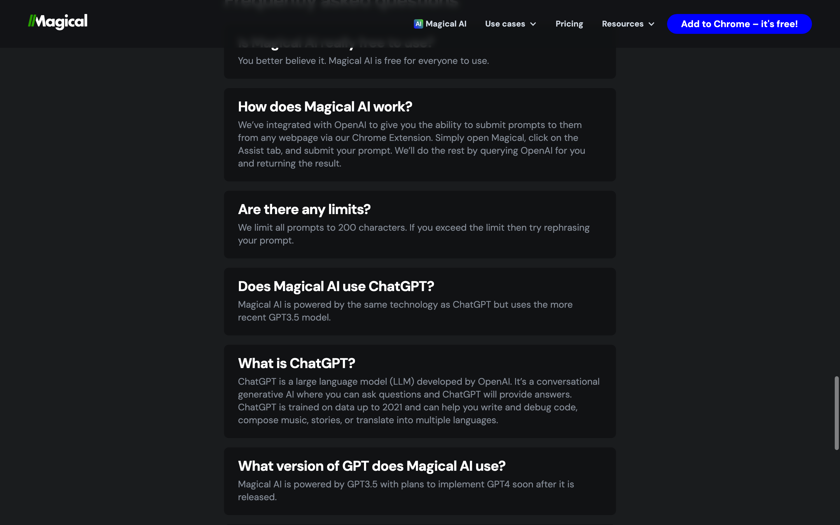 Screenshot of Magical AI