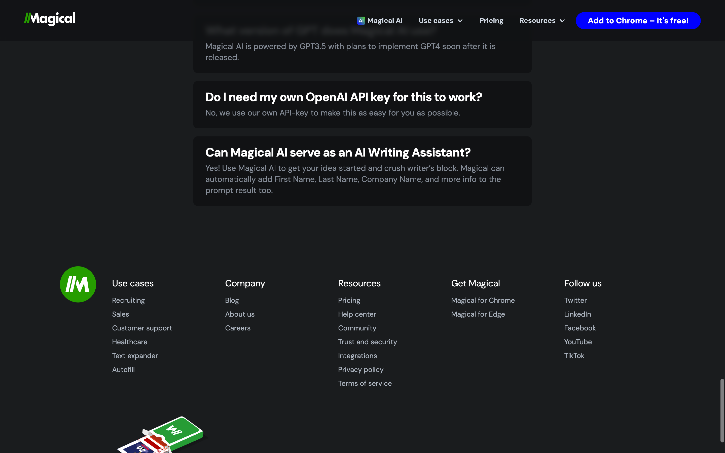 Screenshot of Magical AI