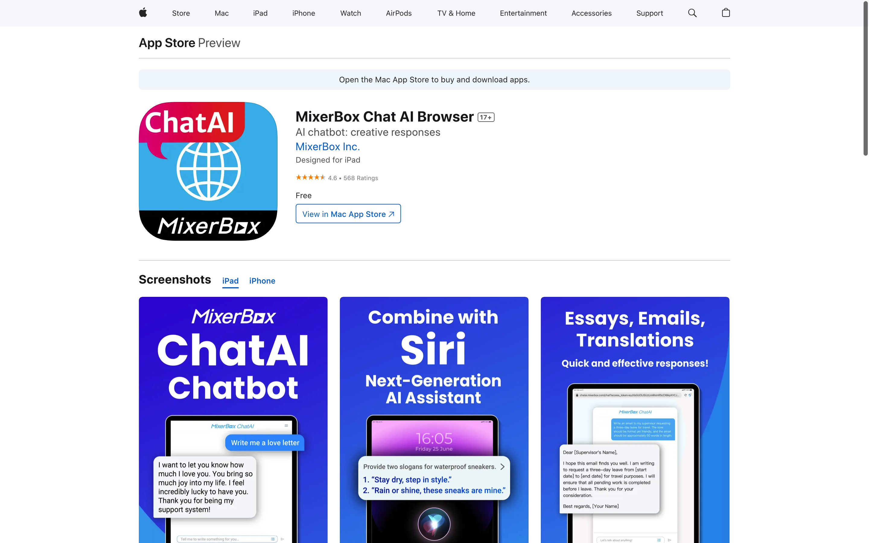 Screenshot of MixerBox Chat AI