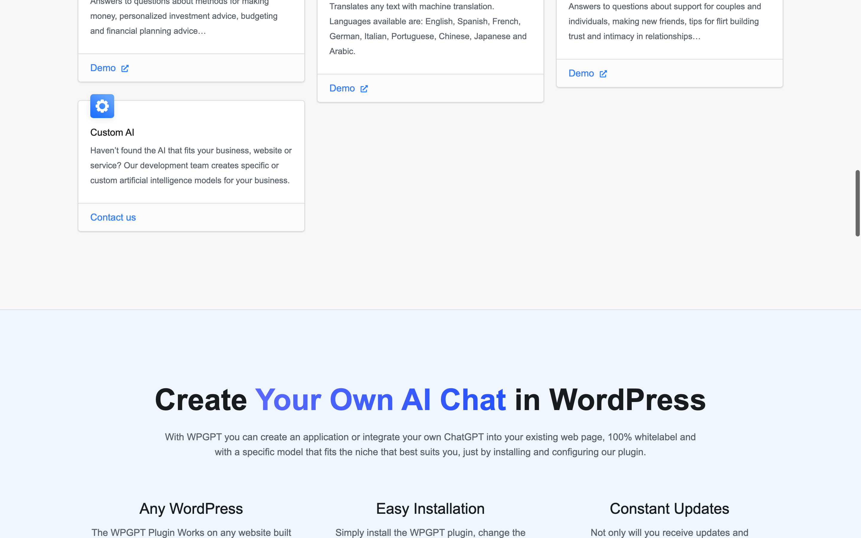 Screenshot of WPGPT