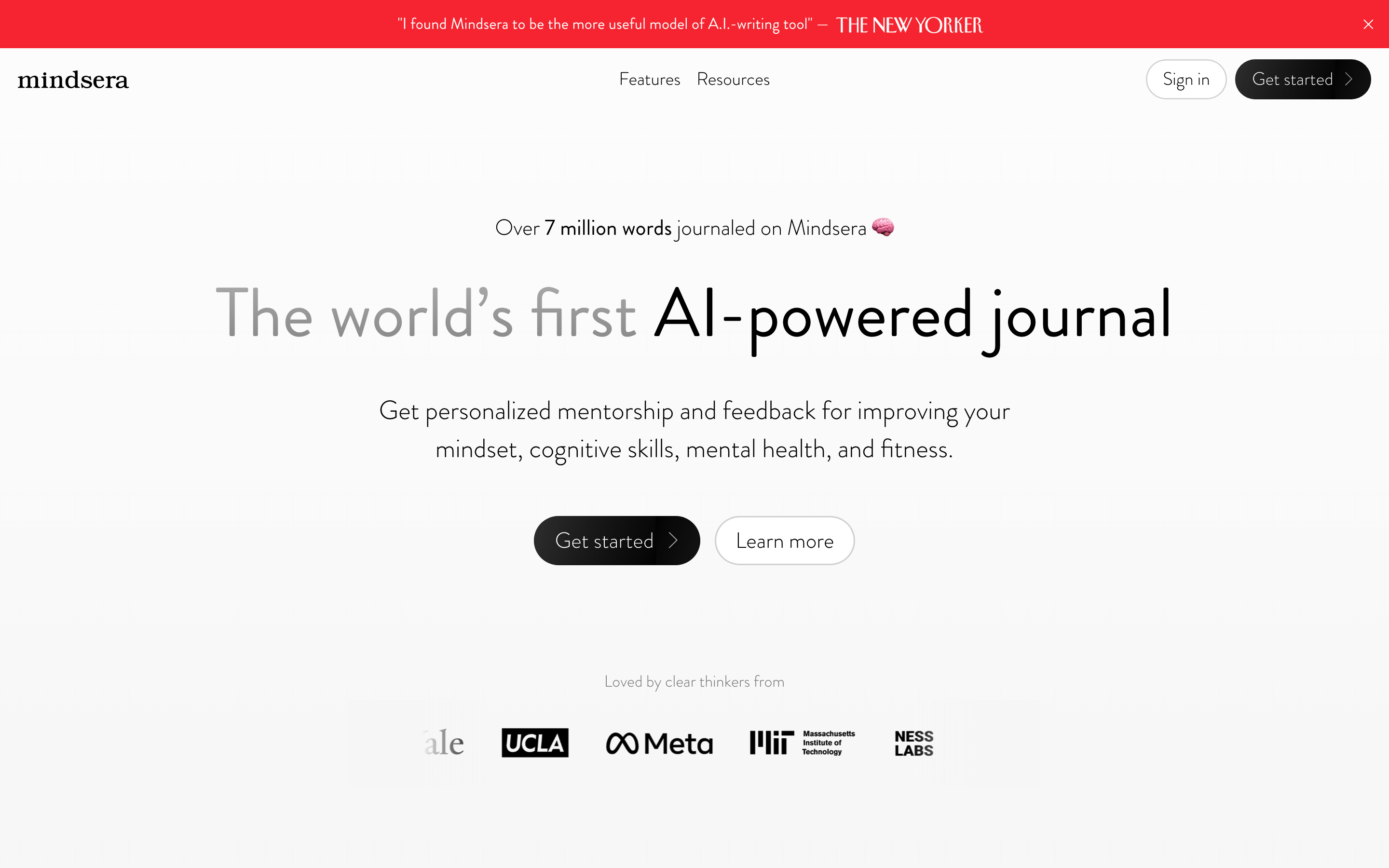 Screenshot of Mindsera