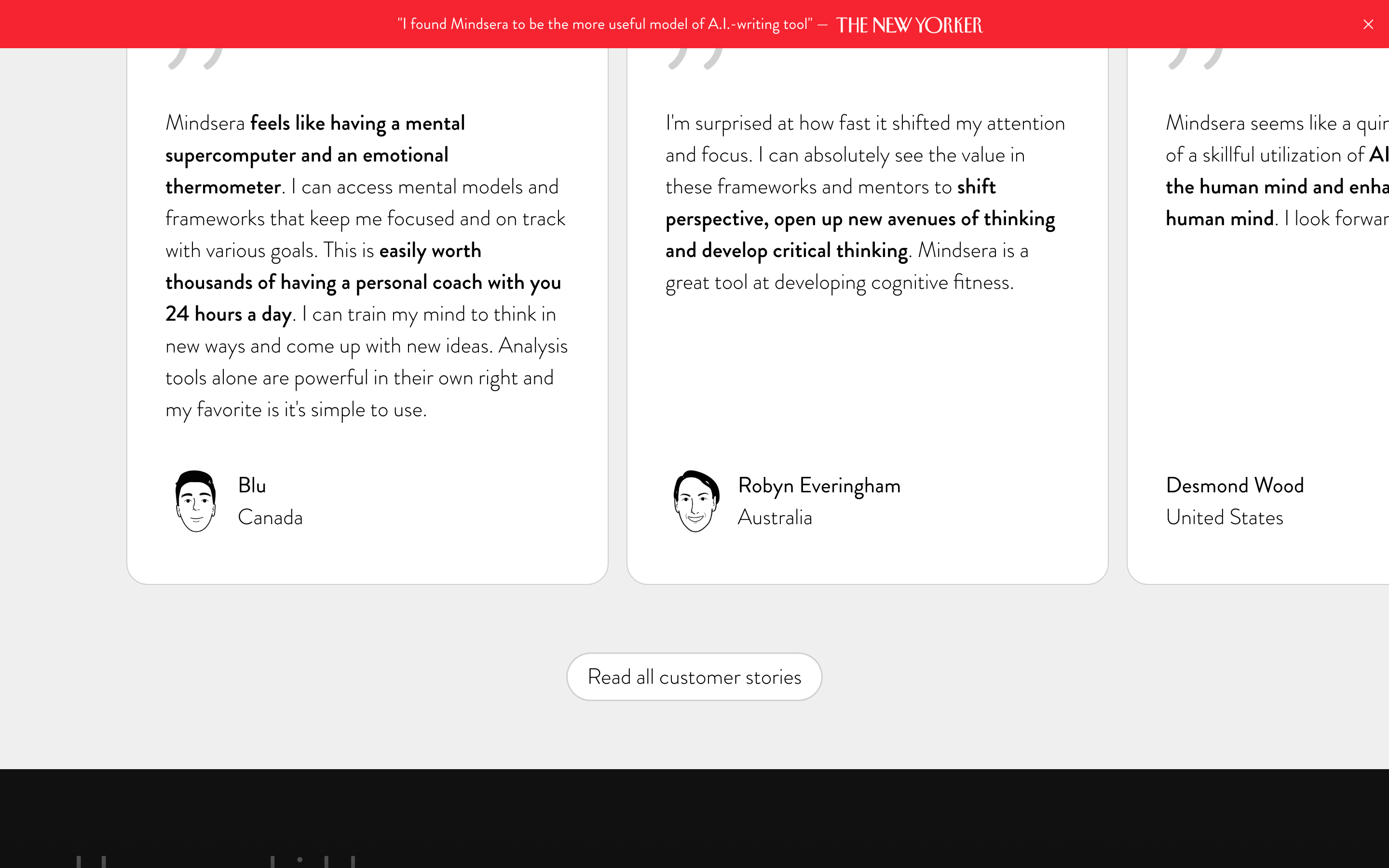 Screenshot of Mindsera