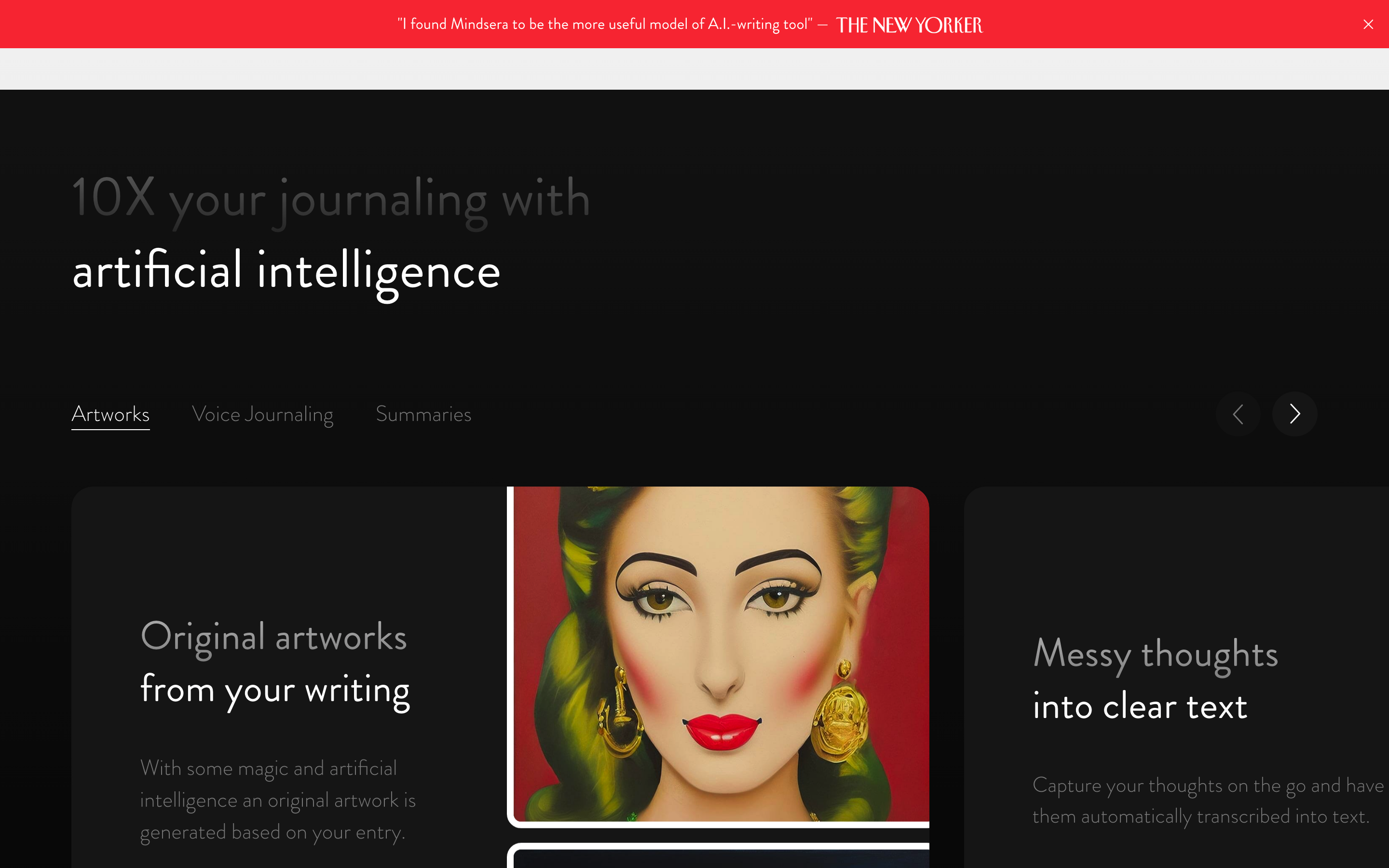 Screenshot of Mindsera