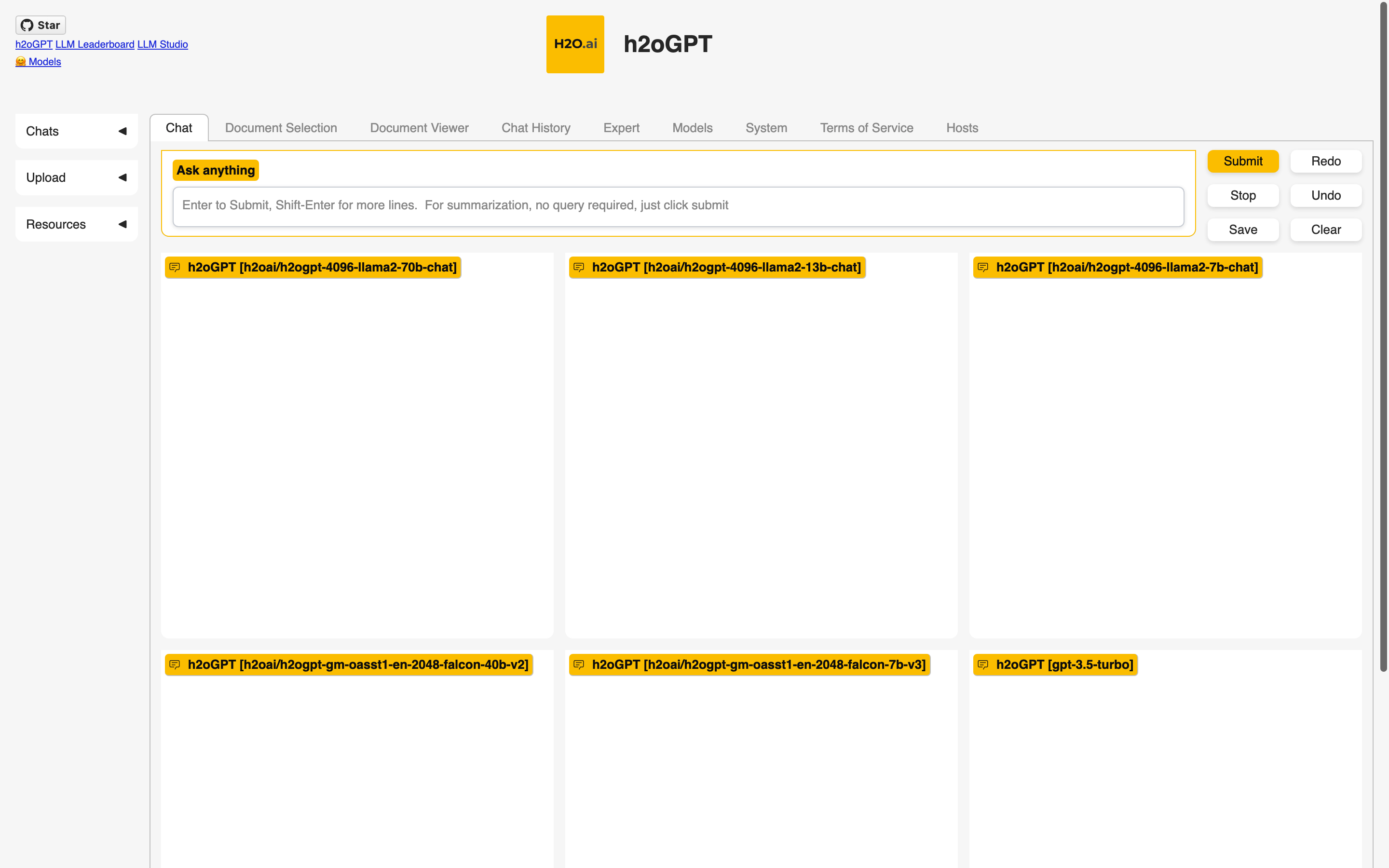 Screenshot of h2ogpt