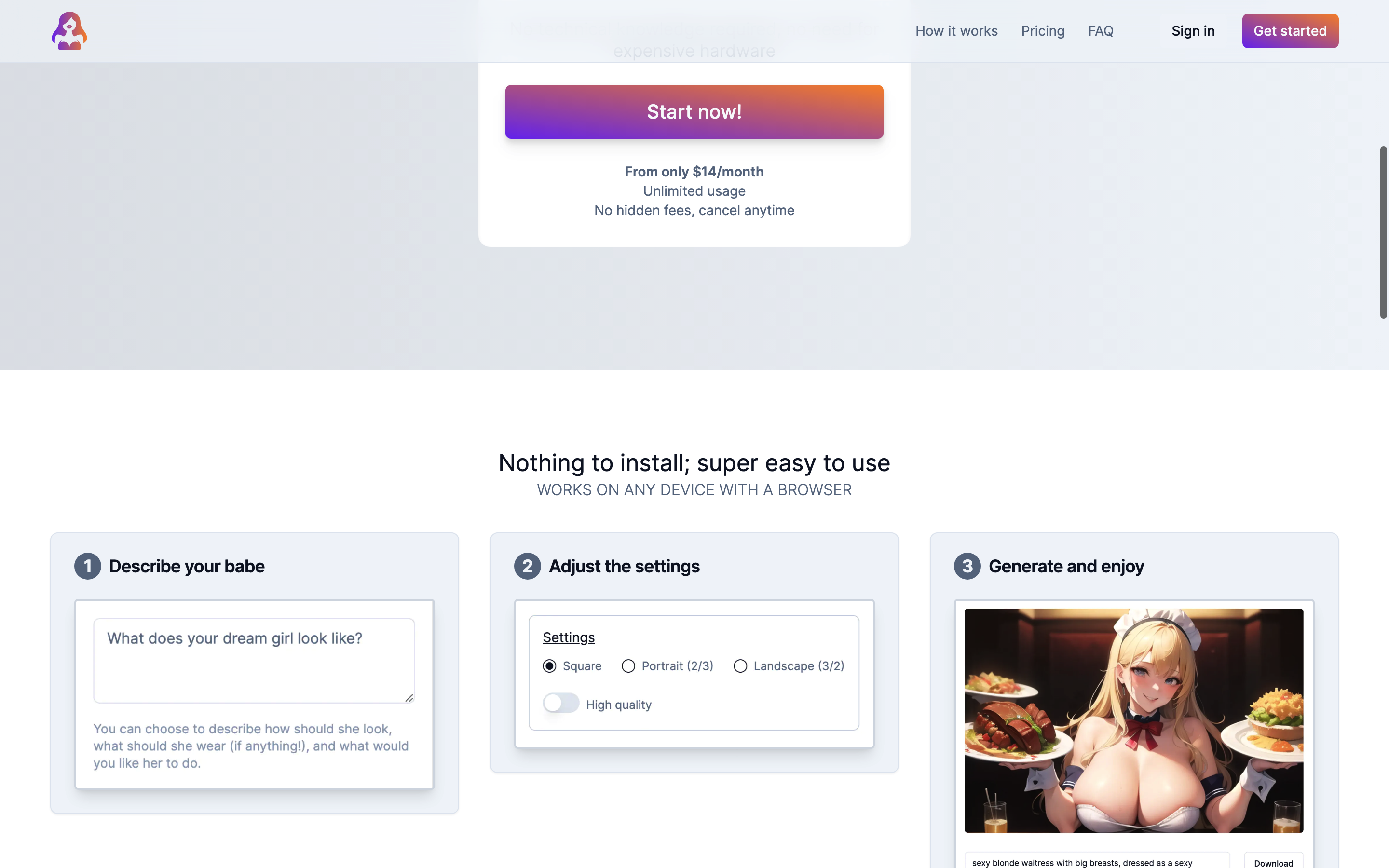 Screenshot of OnlyBabes.ai