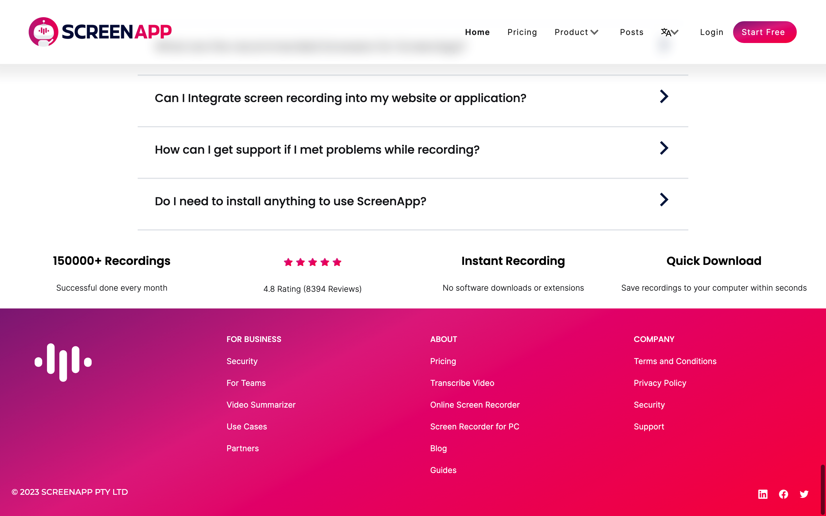 Screenshot of ScreenApp