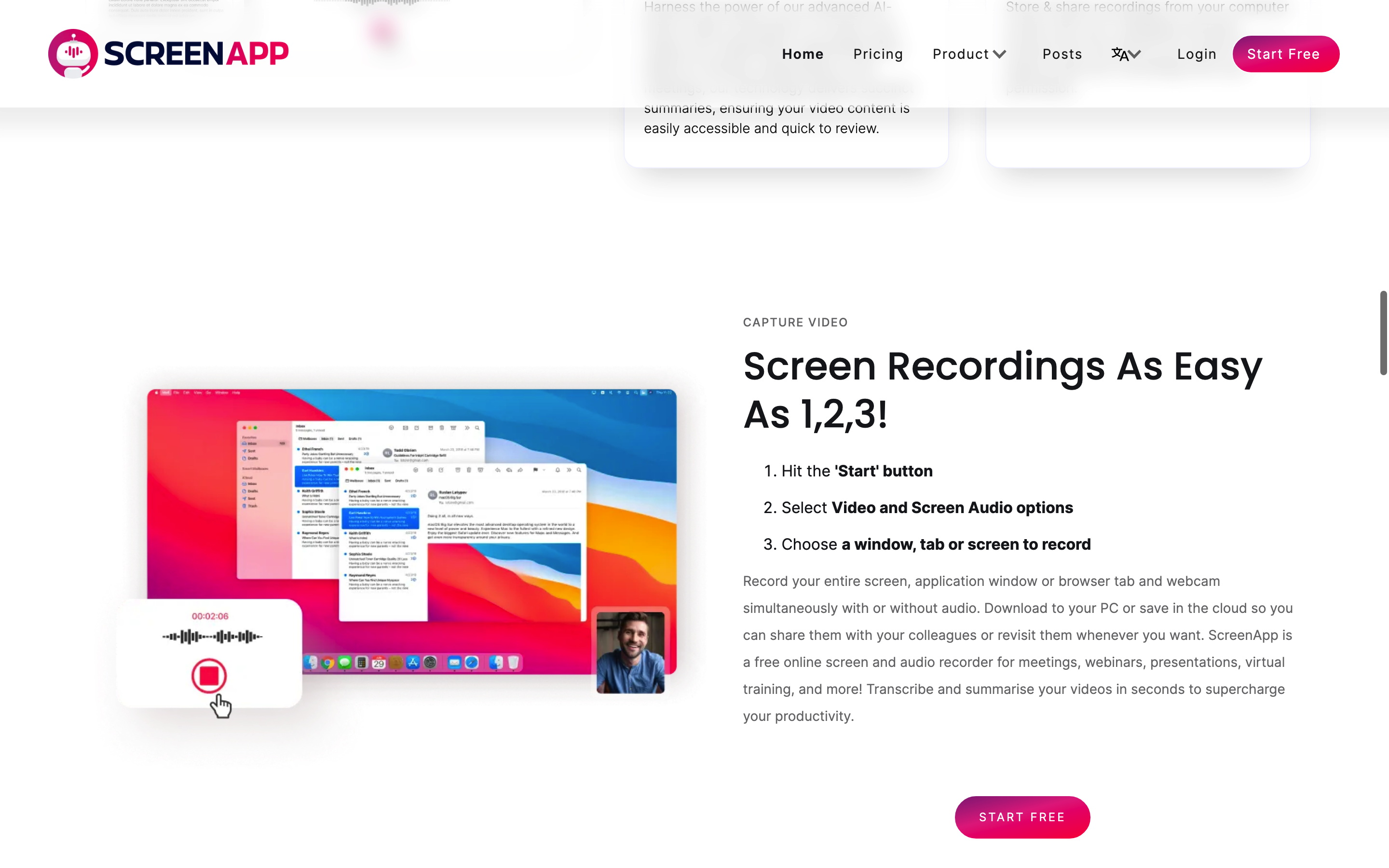 Screenshot of ScreenApp