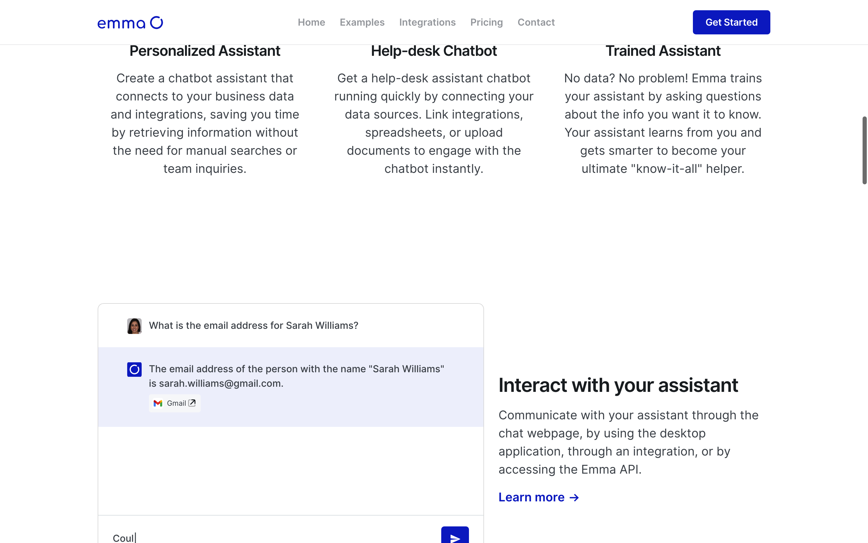Screenshot of Emma AI