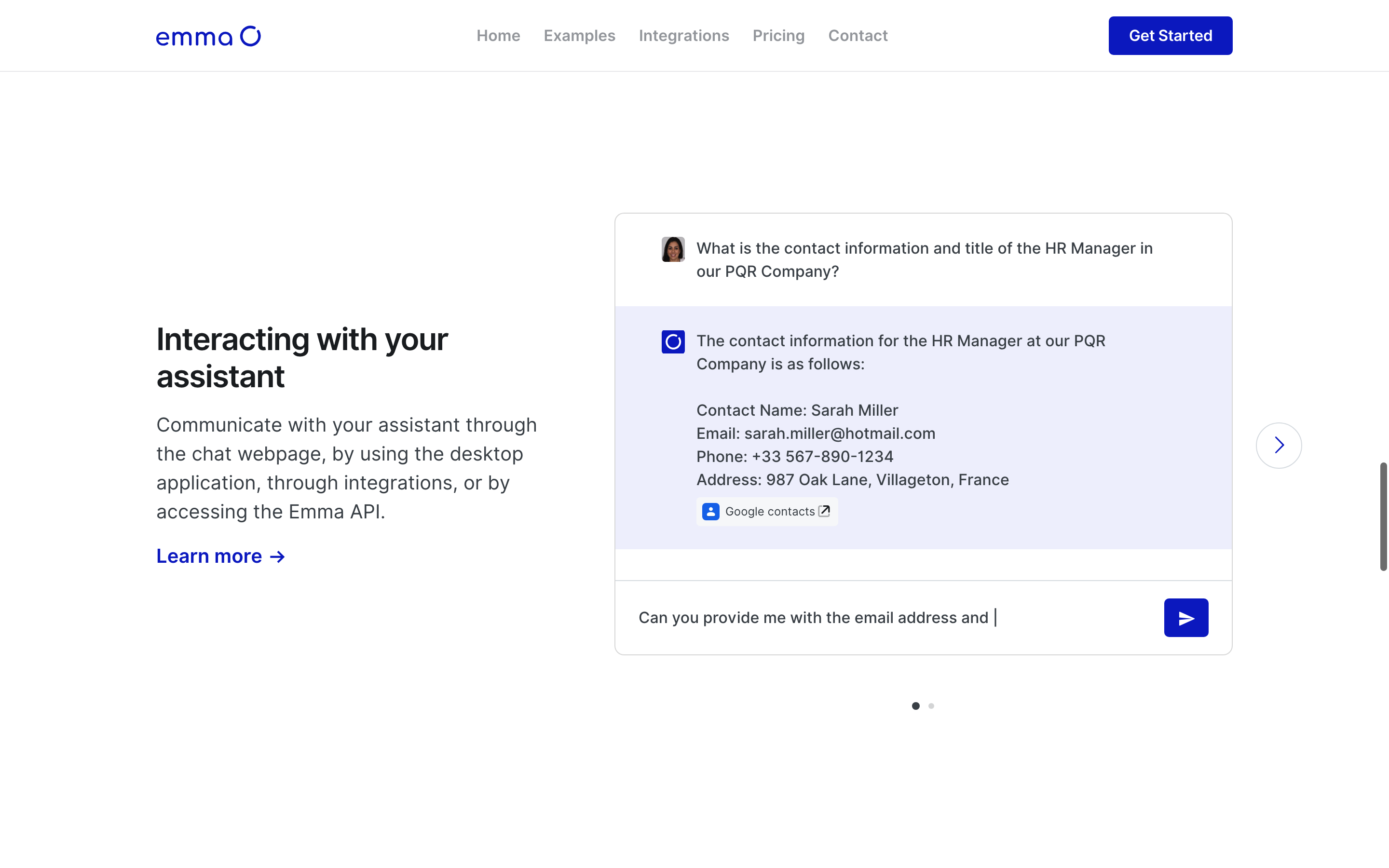 Screenshot of Emma AI