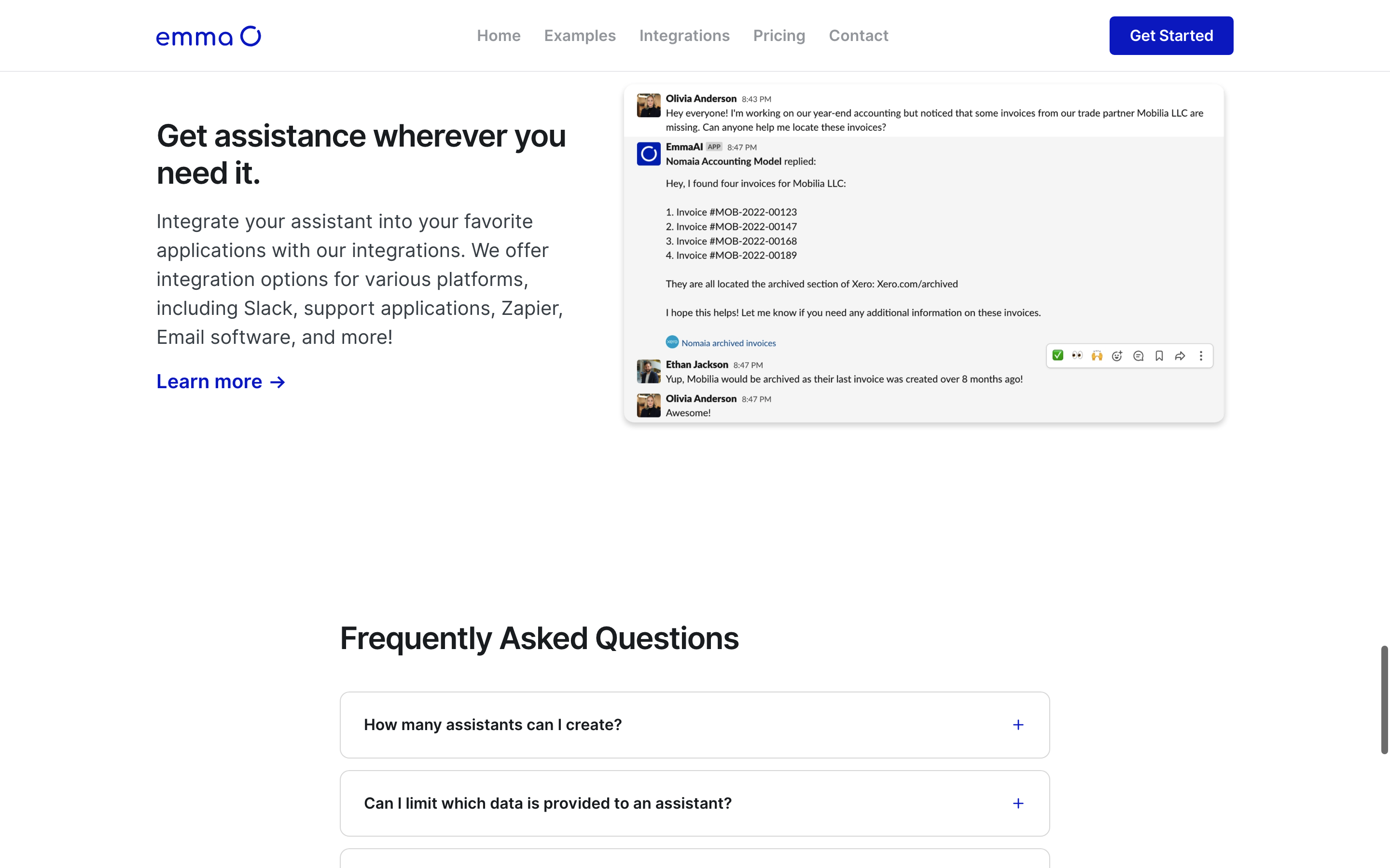 Screenshot of Emma AI