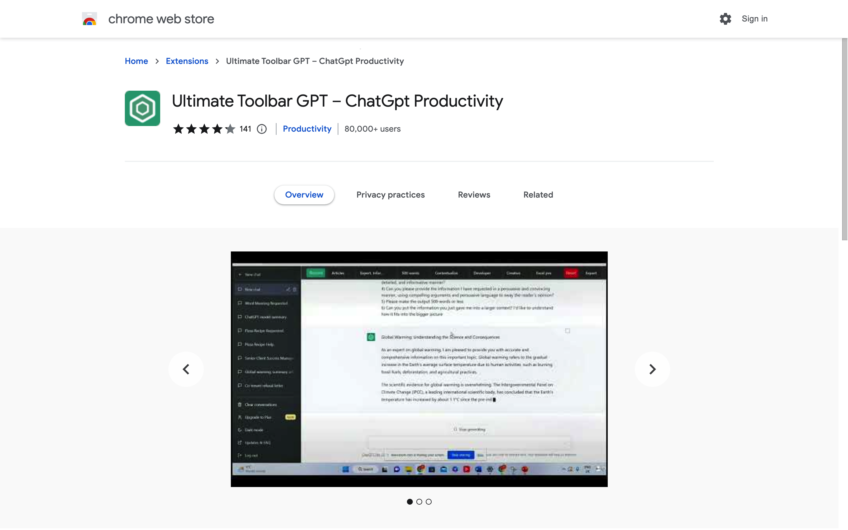Screenshot of Ultimate Toolbar GPT