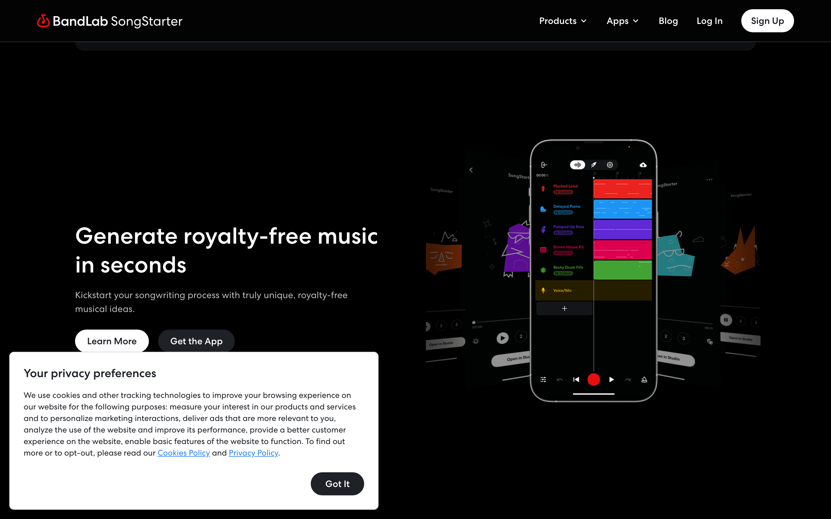 Screenshot of SongStarter