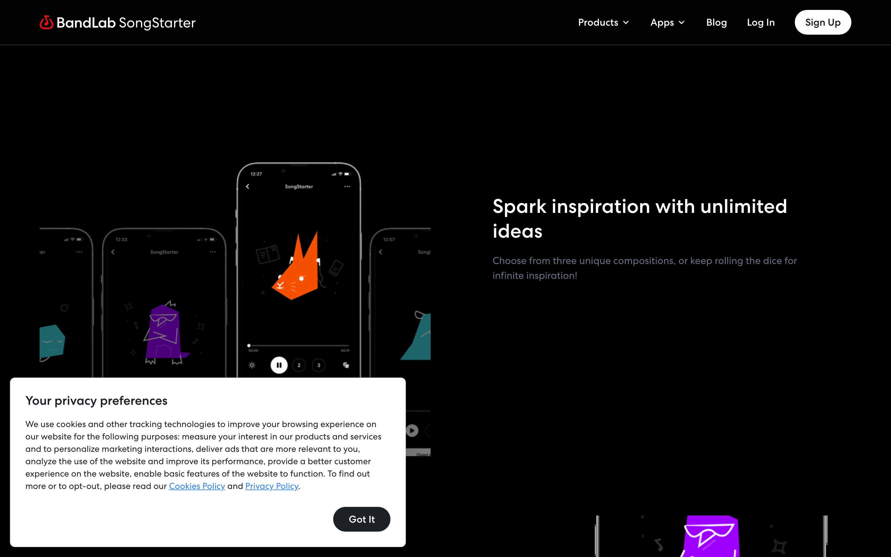 Screenshot of SongStarter