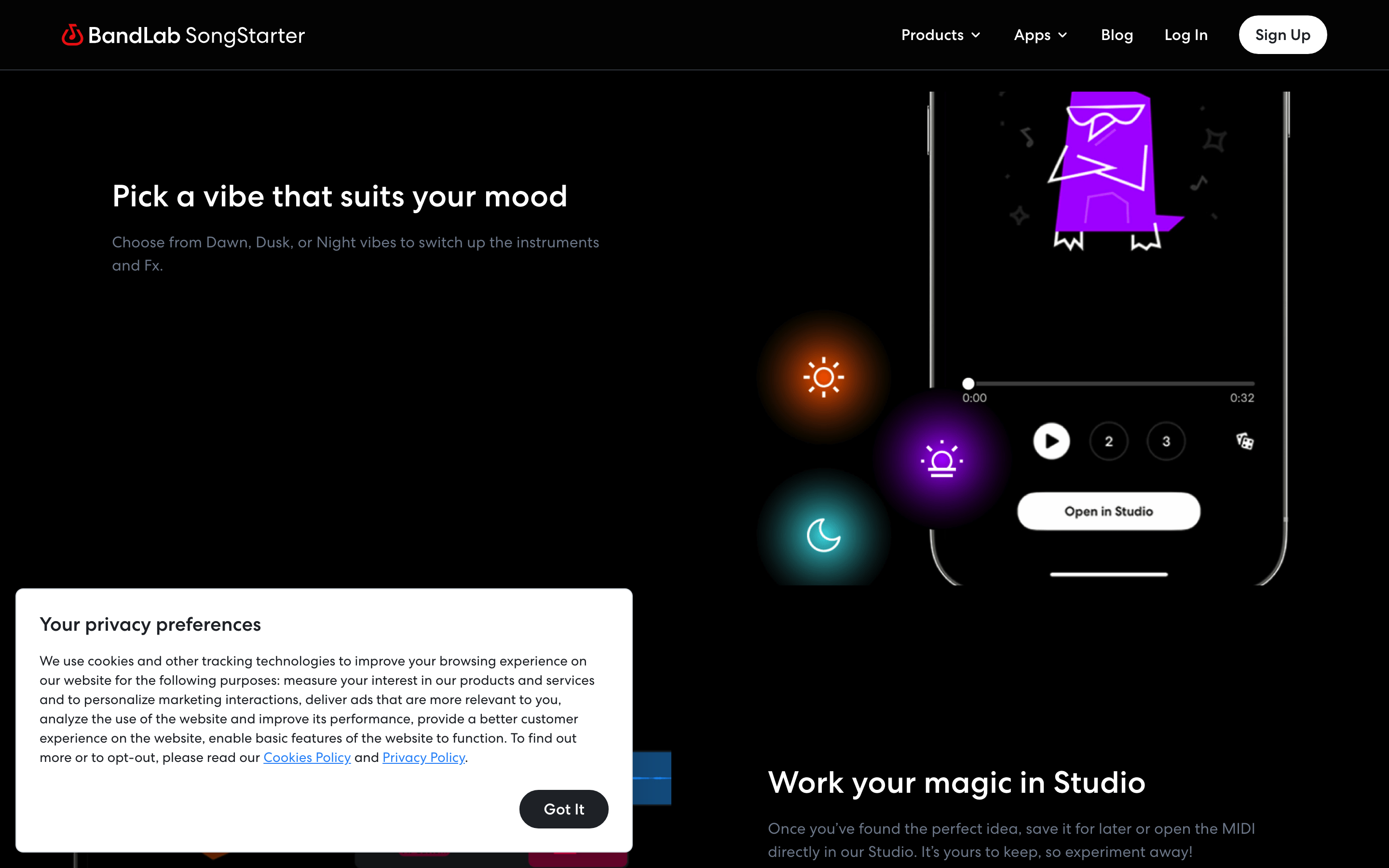 Screenshot of SongStarter