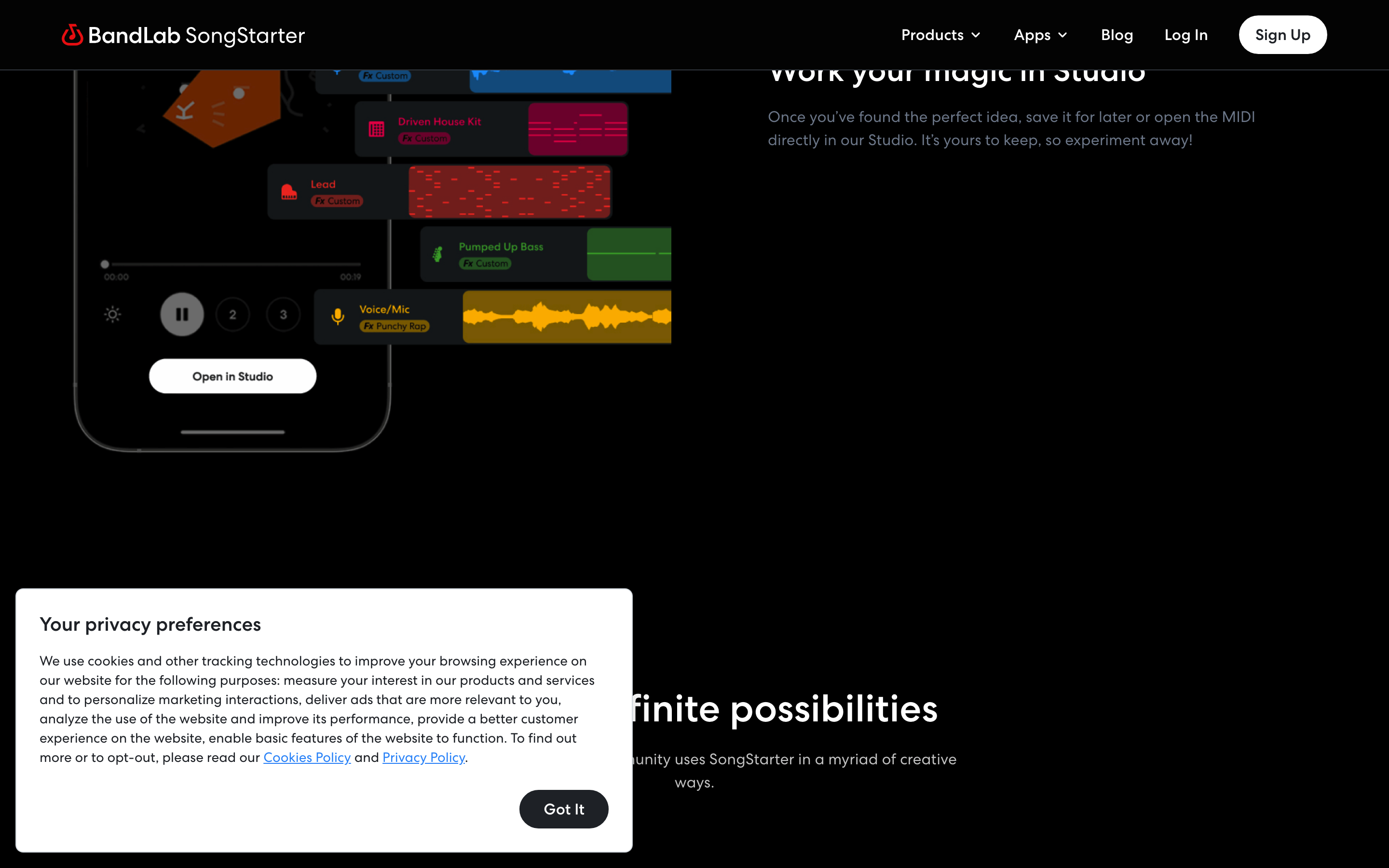 Screenshot of SongStarter