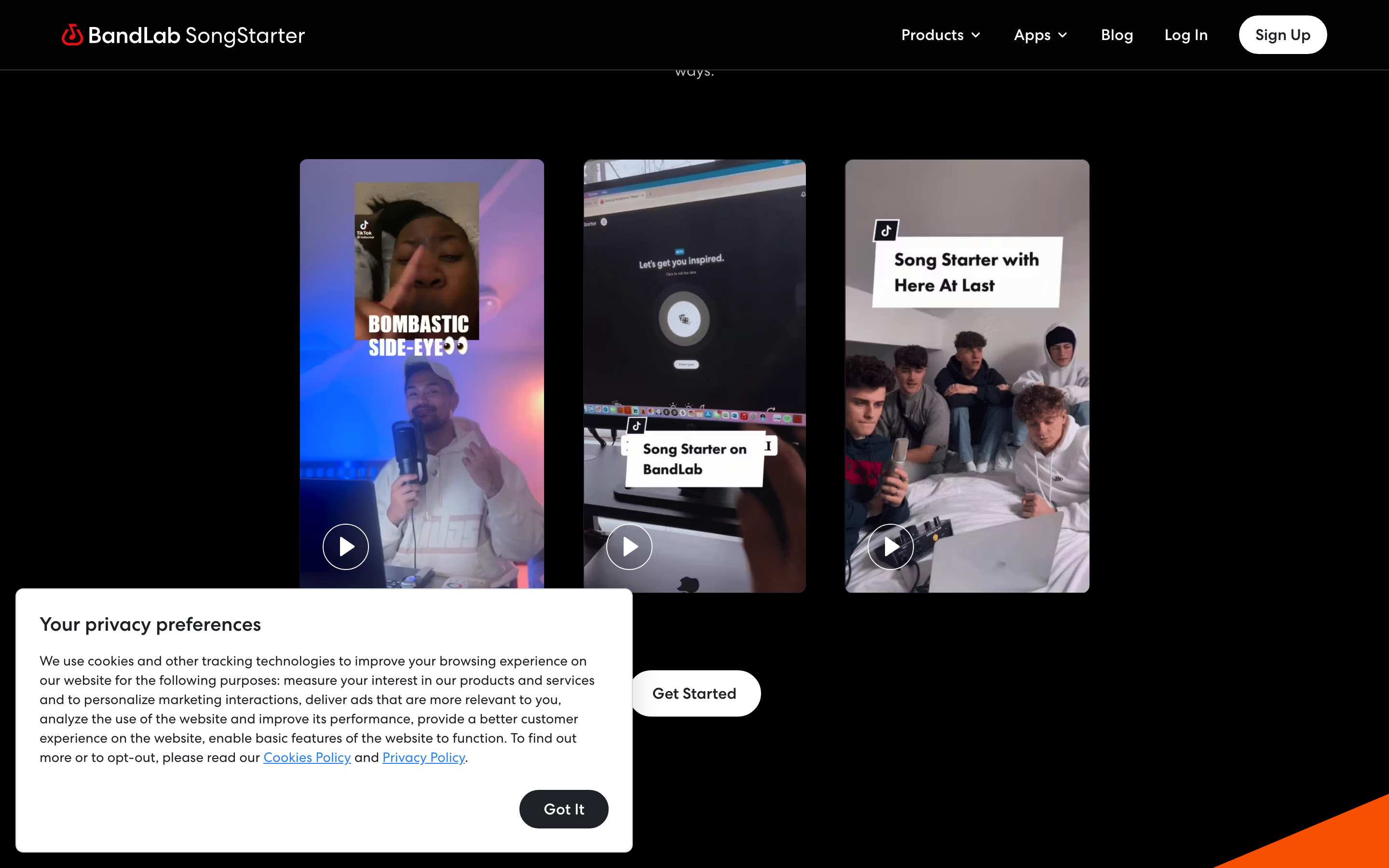 Screenshot of SongStarter
