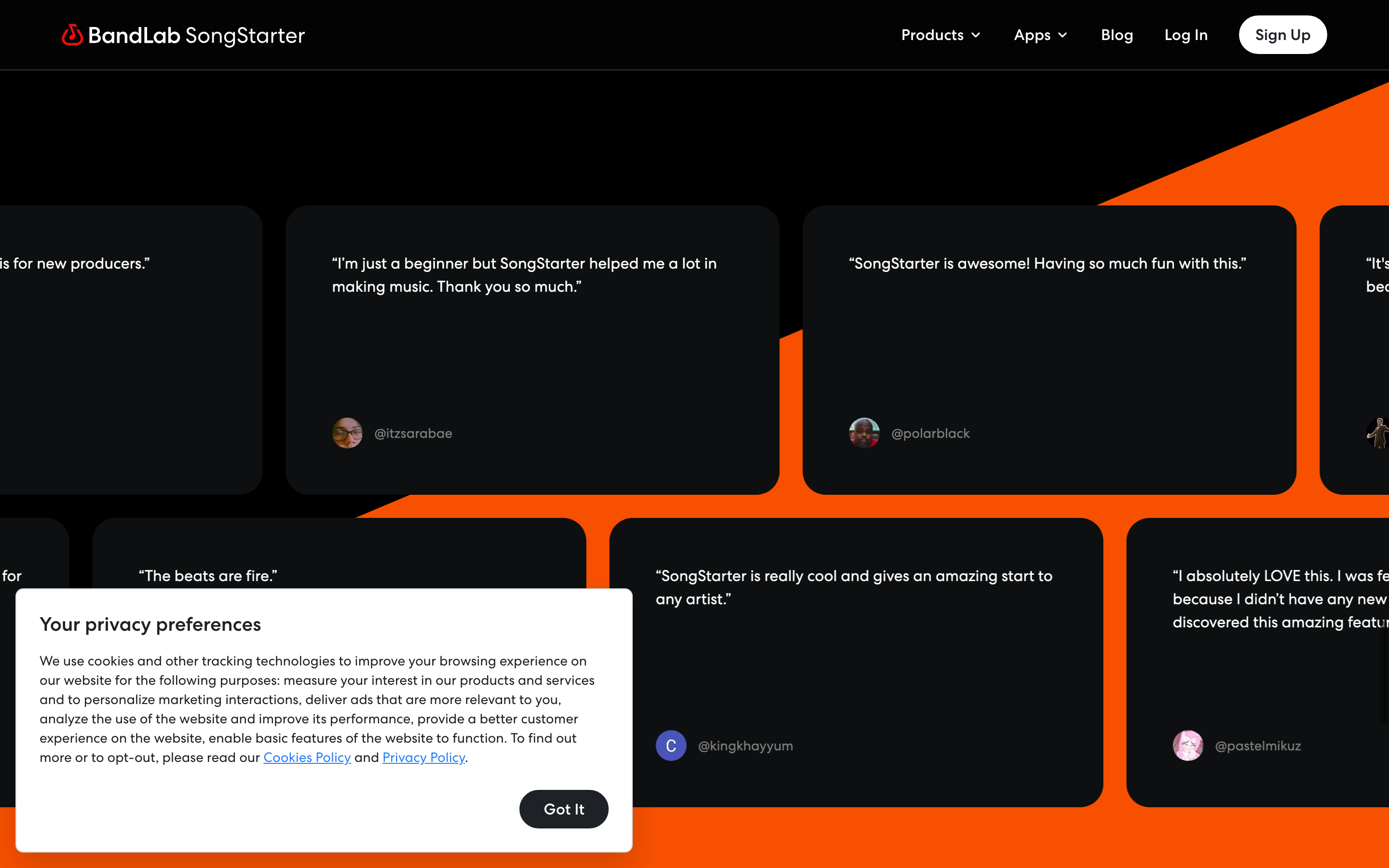 Screenshot of SongStarter