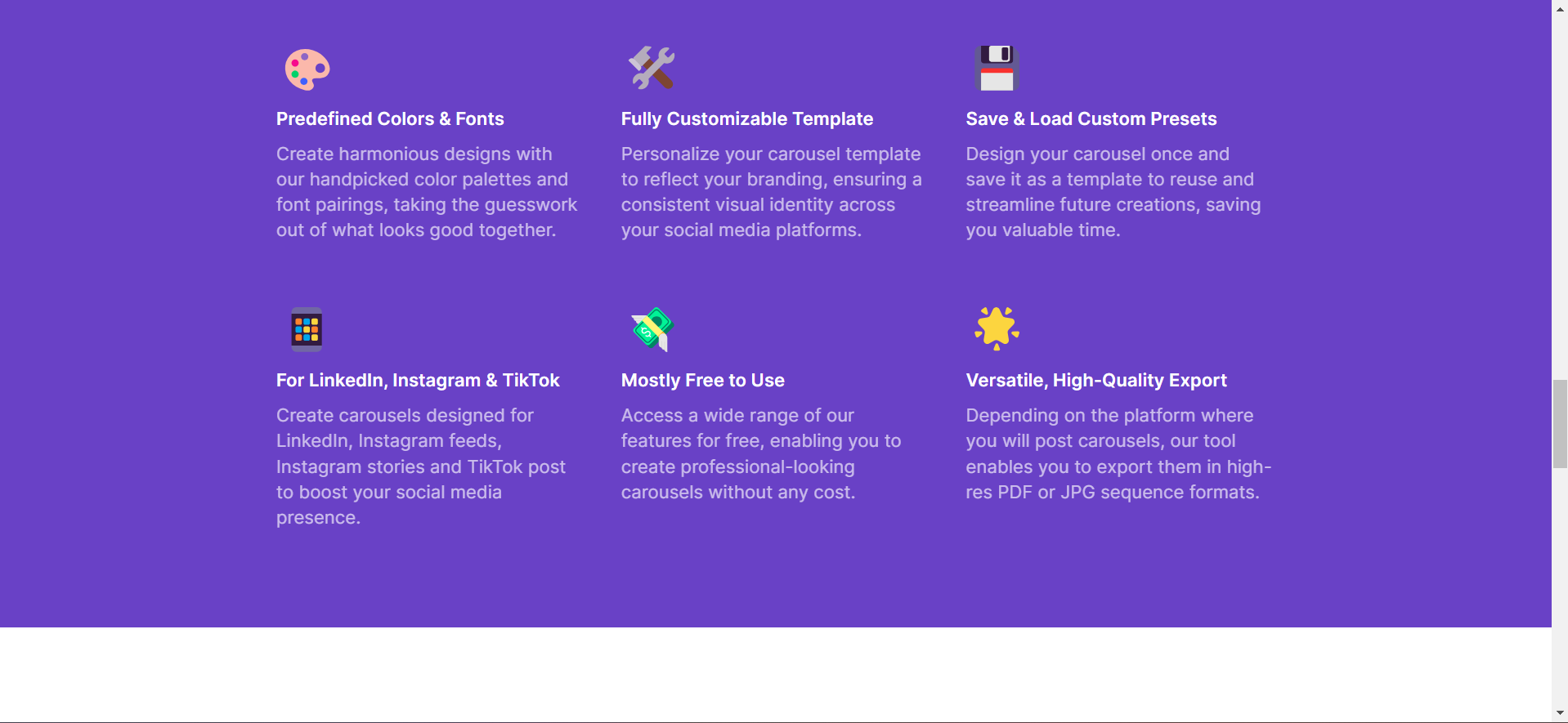 Screenshot of aiCarousels 2.0