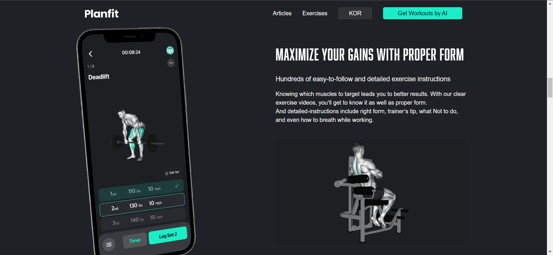 Screenshot of Planfit