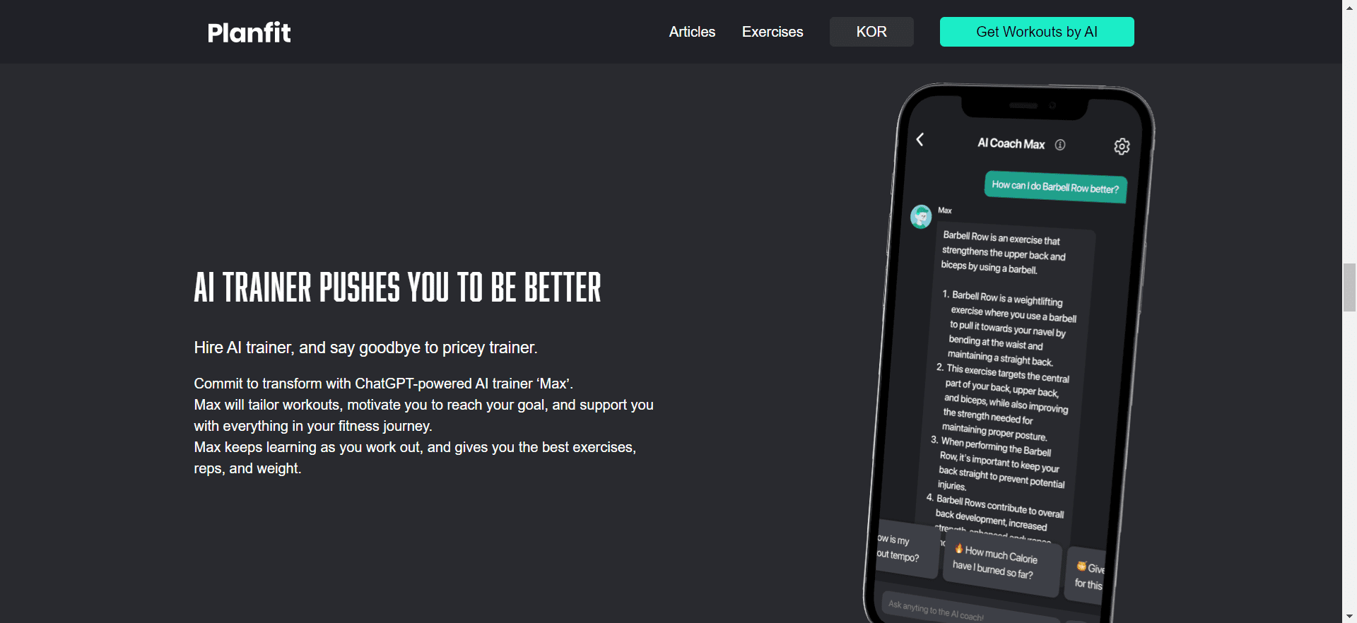 Screenshot of Planfit