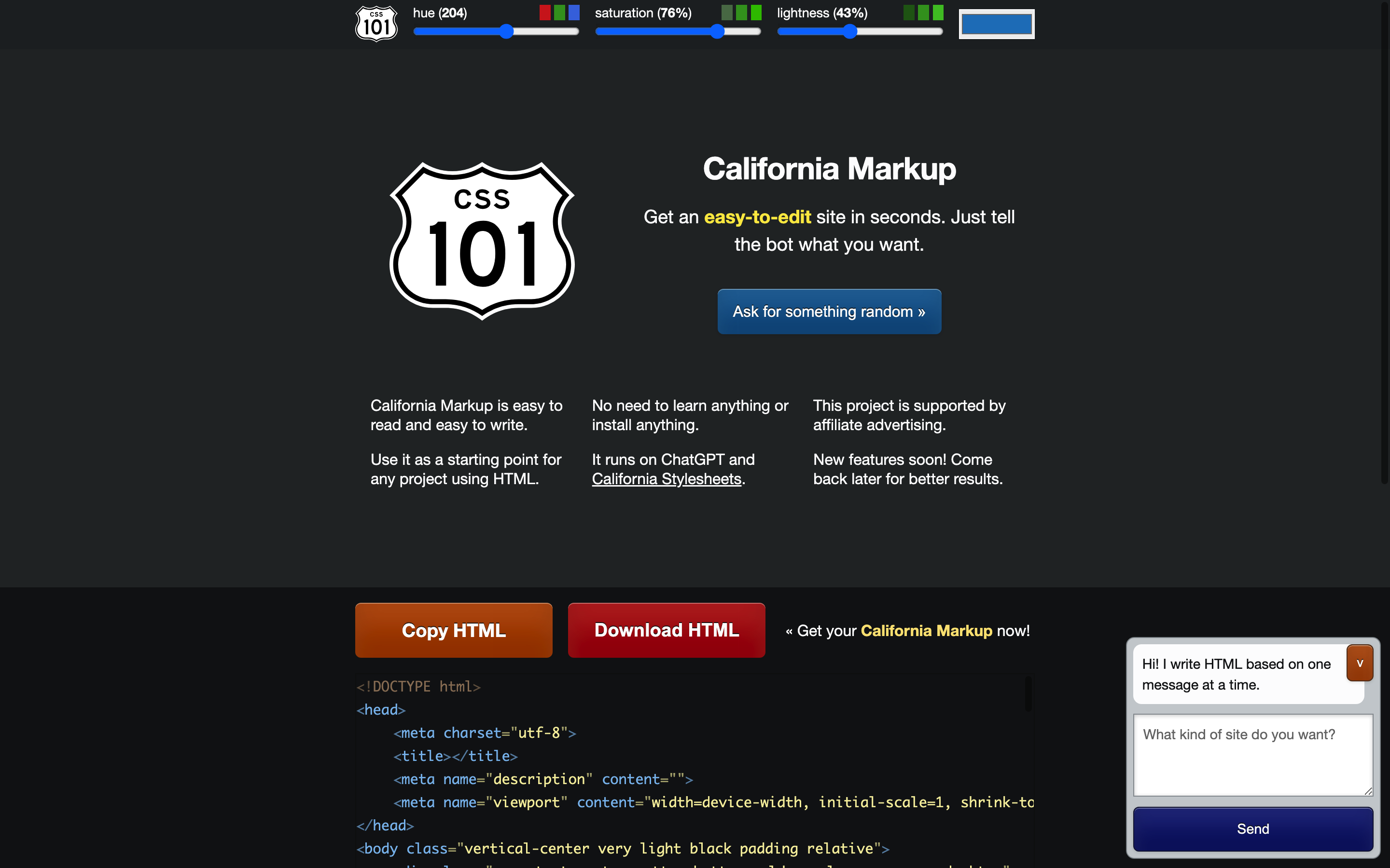 Screenshot of Camarkup