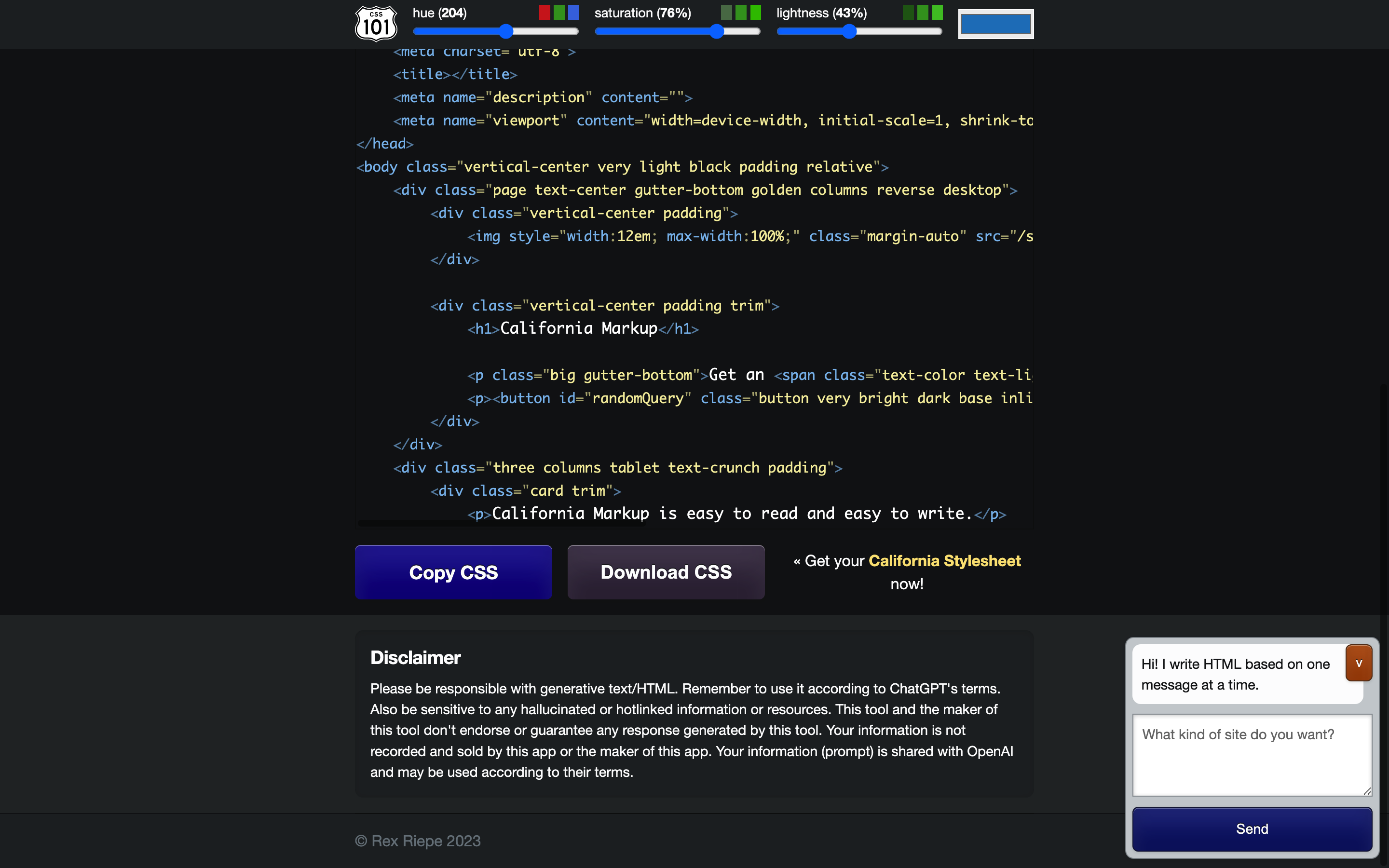 Screenshot of Camarkup