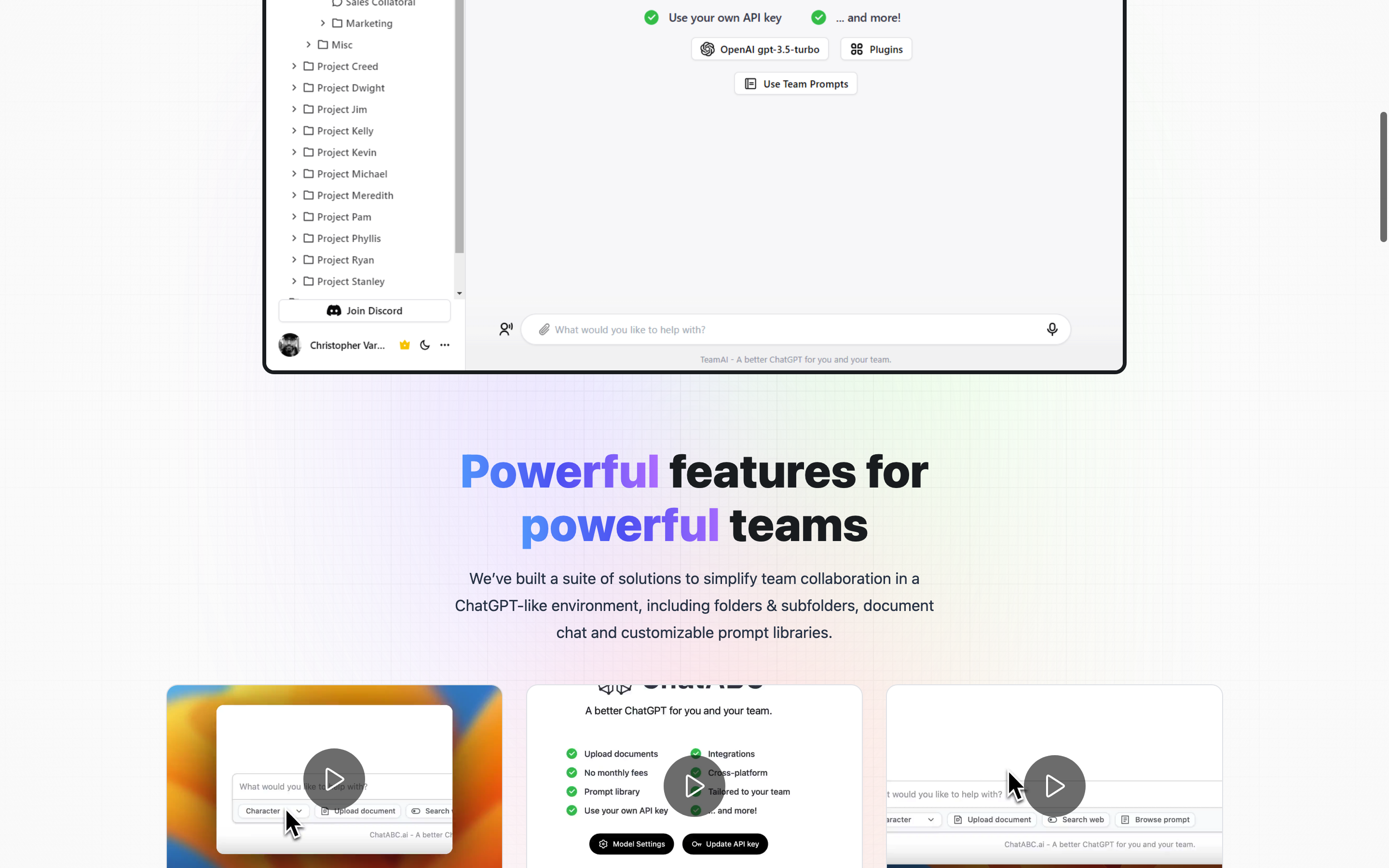 Screenshot of ChatABC